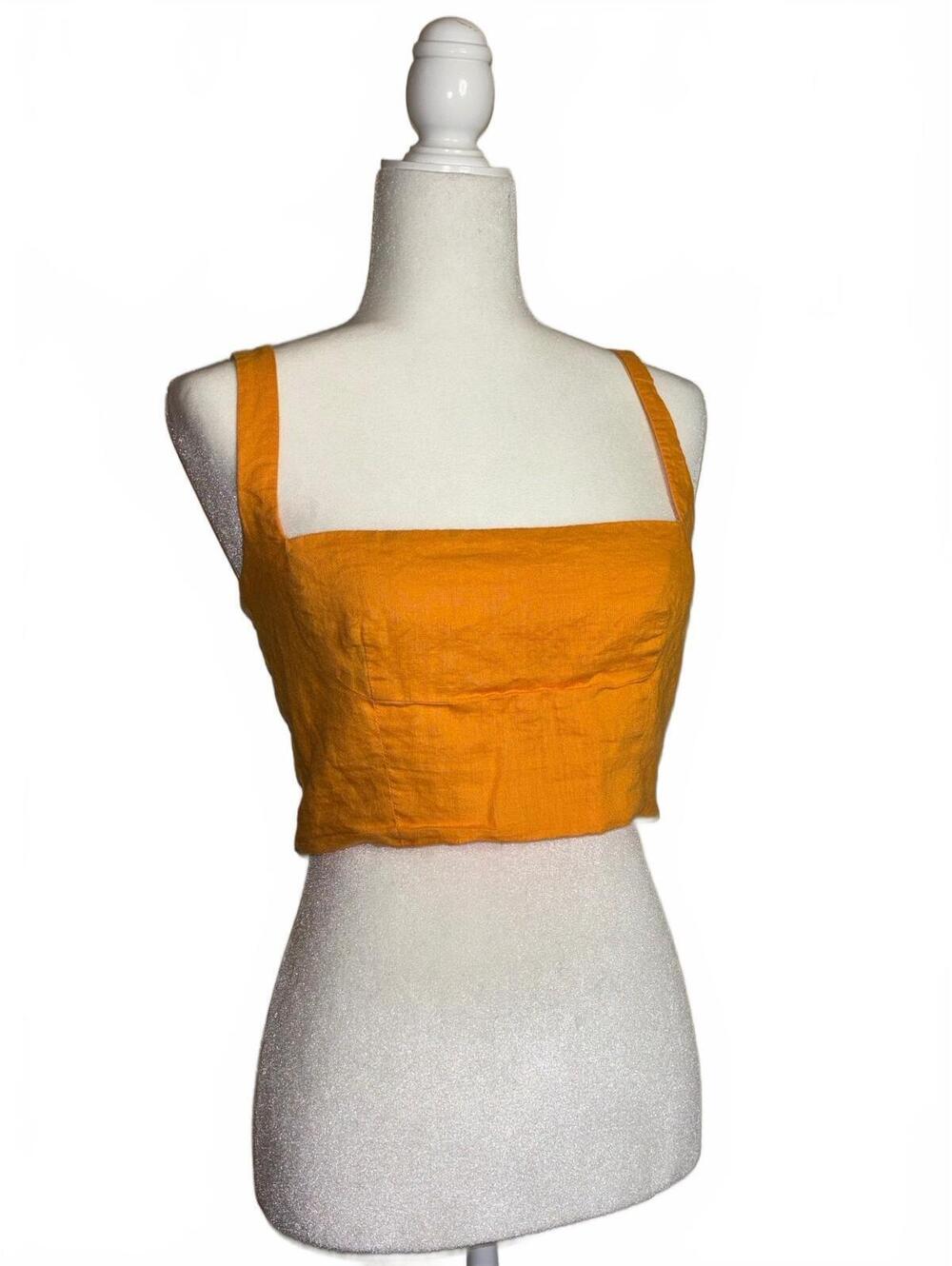 Capulet Linen & Cotton Tangerine Orange Crop Top